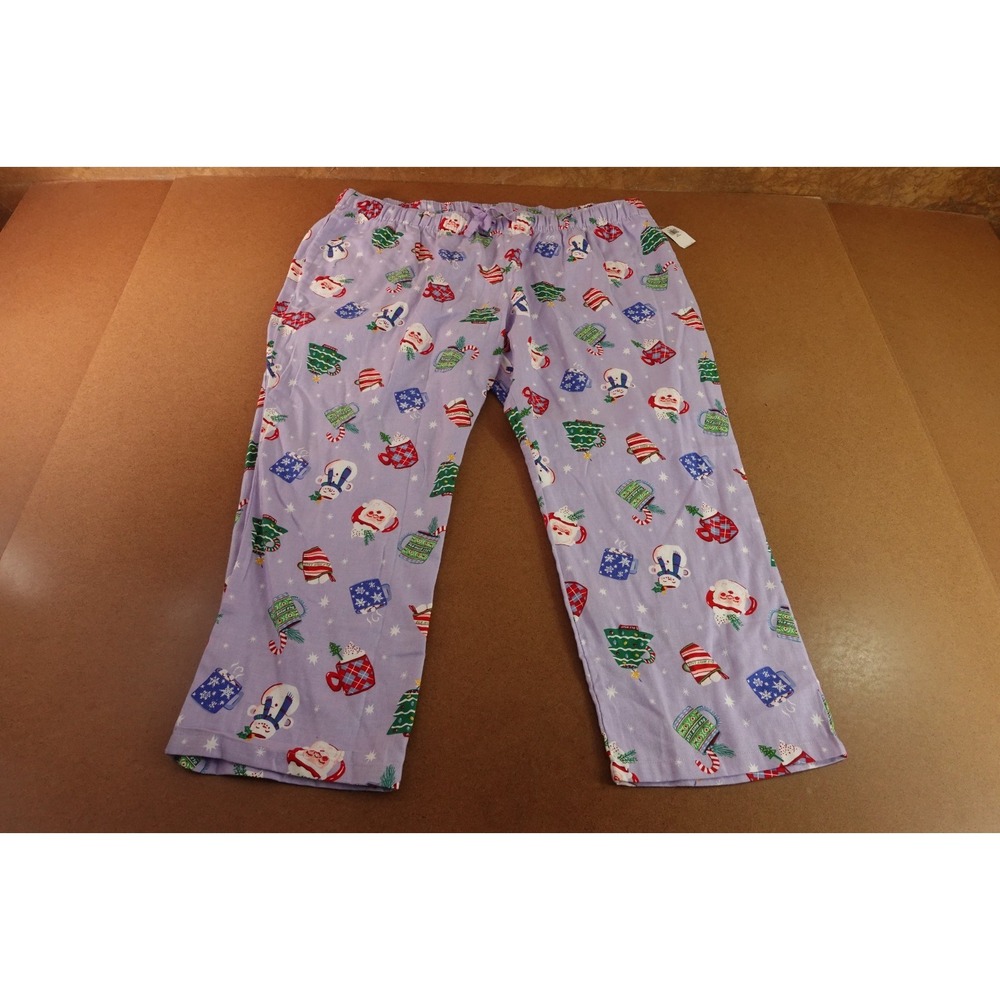 Old Navy Womens 2X-Large Petite Purple Mugs Printed Mid-Rise Pajama Pants NWT